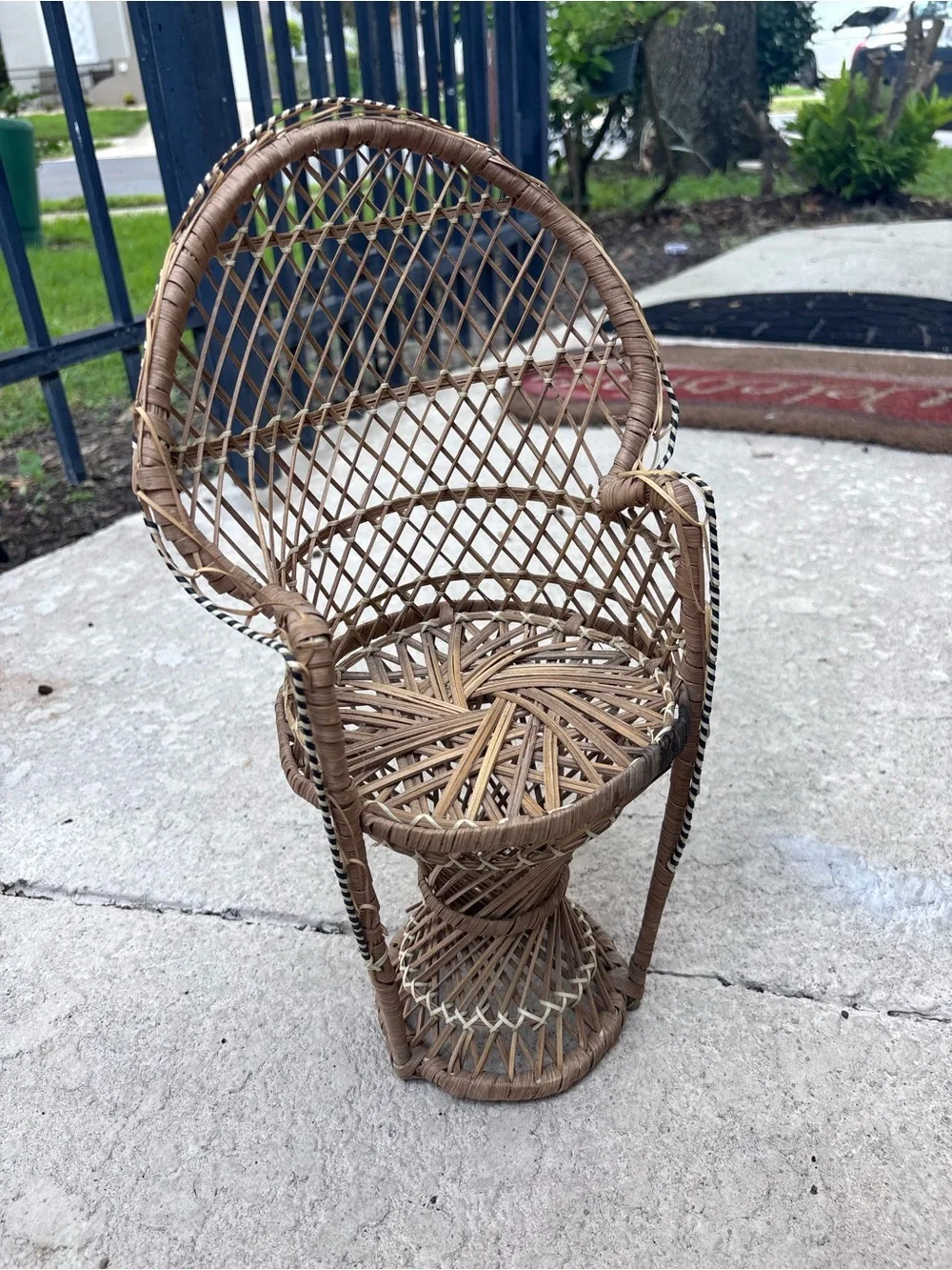 MINI Woven Rattan Accent plant/decor Chair - Natural Brown